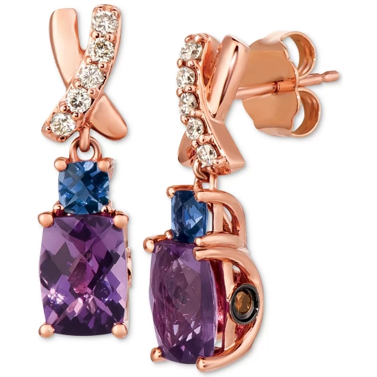 Best Sale ⌛ Le Vian Grape Amethyst (1-3/4 Ct. T.w.), Iolite (1/5 Ct. T.w.) & Diamond (1/8 Ct. T.w.) Drop Earrings Set In 14k Rose Gold 😀 4 Best Sale ⌛ Le Vian Grape Amethyst (1-3/4 Ct. T.w.), Iolite (1/5 Ct. T.w.) & Diamond (1/8 Ct. T.w.) Drop Earrings Set In 14k Rose Gold 😀 - Image 2