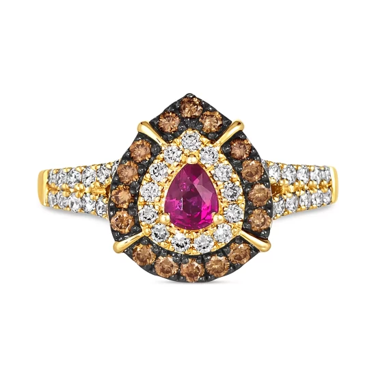 Best Pirce 🤩 Le Vian Passion Ruby (1/4 Ct. T.w.) & Diamond (3/4 Ct. T.w.) Halo Ring In 14k Gold ✨ 7 Best Pirce 🤩 Le Vian Passion Ruby (1/4 Ct. T.w.) & Diamond (3/4 Ct. T.w.) Halo Ring In 14k Gold ✨ - Image 5