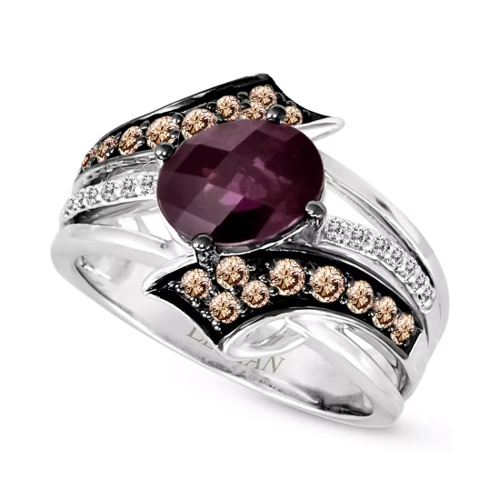 Brand new ⌛ Le Vian Raspberry Rhodolite (1-3/4 Ct. T.w.) & Diamond (1/2 Ct. T.w.) Swirl Ring In 14k White Gold 🛒 4 Brand new ⌛ Le Vian Raspberry Rhodolite (1-3/4 Ct. T.w.) & Diamond (1/2 Ct. T.w.) Swirl Ring In 14k White Gold 🛒 - Image 2