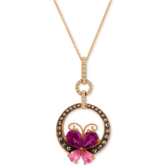 Coupon 😉 Le Vian Multi-Gemstone (2-3/4 Ct. T.w.) & Diamond (5/8 Ct. T.w.) Butterfly Circle 18 Pendant Necklace In 14k Rose Gold Rhodolite 🧨 4 Coupon 😉 Le Vian Multi-Gemstone (2-3/4 Ct. T.w.) & Diamond (5/8 Ct. T.w.) Butterfly Circle 18 Pendant Necklace In 14k Rose Gold Rhodolite 🧨 - Image 2