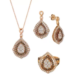 Wholesale ✔️ Le Vian Ombré Chocolate Diamond (3/4 Ct. T.w.) & Nude Diamond (1/2 Ct. T.w.) Omega Hoop Earrings In 14k Rose Gold 🌟