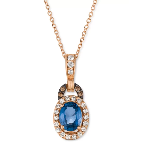 Cheapest ✔️ Le Vian Blueberry Sapphire (5/8 Ct. T.w.) & Diamond (1/5 Ct. T.w.) Halo 18 Pendant Necklace In 14k Rose Gold 👍 4 Cheapest ✔️ Le Vian Blueberry Sapphire (5/8 Ct. T.w.) & Diamond (1/5 Ct. T.w.) Halo 18 Pendant Necklace In 14k Rose Gold 👍 - Image 2