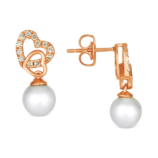 Best reviews of ❤️ Le Vian Vanilla Pearl (6mm) & Nude Diamond (1/6 Ct. T.w.) Double Heart Drop Earrings In 14k Rose Gold ✔️ 5 Best reviews of ❤️ Le Vian Vanilla Pearl (6mm) & Nude Diamond (1/6 Ct. T.w.) Double Heart Drop Earrings In 14k Rose Gold ✔️ - Image 3