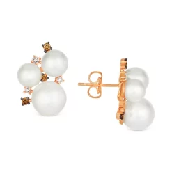 Best deal 🎁 Le Vian Vanilla Pearl (5-8mm) & Diamond (1/5 Ct. T.w.) Trio Cluster Stud Earrings In 14k Rose Gold ✨ -Le Vian Shop unnamed file 664