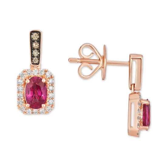 Brand new 👏 Le Vian Passion Ruby (7/8 Ct. T.w.) & Diamond (1/4 Ct. T.w.) Drop Earrings In 14k Rose Gold 🌟 6 Brand new 👏 Le Vian Passion Ruby (7/8 Ct. T.w.) & Diamond (1/4 Ct. T.w.) Drop Earrings In 14k Rose Gold 🌟 - Image 4