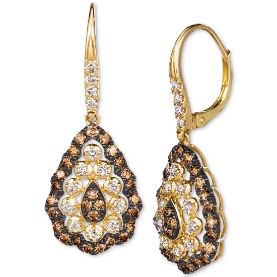 Flash Sale ❤️ Le Vian Chocolate Diamond (7/8 Ct. T.w.) & Nude Diamond (1/2 Ct. T.w.) Drop Earrings In 14k Gold Yellow Gold ⭐ 4 Flash Sale ❤️ Le Vian Chocolate Diamond (7/8 Ct. T.w.) & Nude Diamond (1/2 Ct. T.w.) Drop Earrings In 14k Gold Yellow Gold ⭐ - Image 2