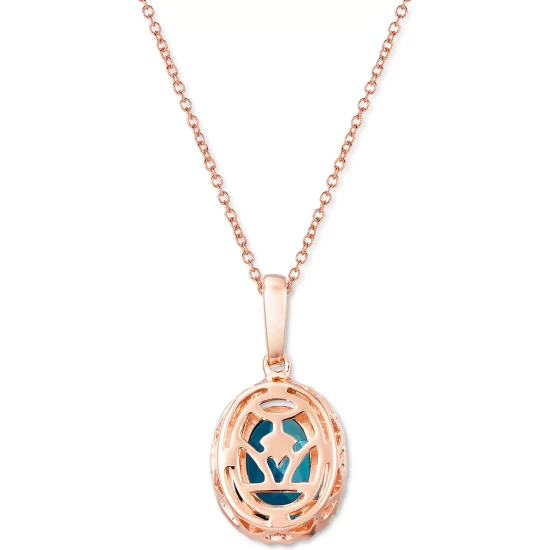 Wholesale ✨ Le Vian Deep Sea Blue Topaz (2 Ct. T.w.) & Diamond (1/10 Ct. T.w.) Oval Halo 18 Pendant Necklace In 14k Rose Gold 👍 6 Wholesale ✨ Le Vian Deep Sea Blue Topaz (2 Ct. T.w.) & Diamond (1/10 Ct. T.w.) Oval Halo 18 Pendant Necklace In 14k Rose Gold 👍 - Image 4