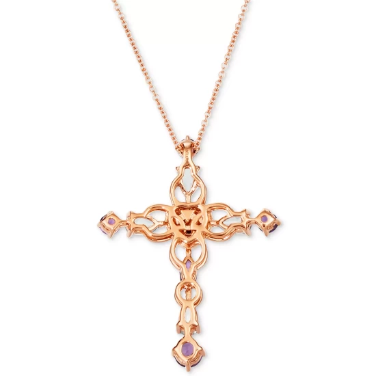 Buy ❤️ Le Vian Multi-Gemstone (1-1/5 Ct. T.w.) & Diamond (1/8 Ct. T.w.) Cross 18 Pendant Necklace In 14k Rose Gold Strawberry Gold ✔️ 6 Buy ❤️ Le Vian Multi-Gemstone (1-1/5 Ct. T.w.) & Diamond (1/8 Ct. T.w.) Cross 18 Pendant Necklace In 14k Rose Gold Strawberry Gold ✔️ - Image 4