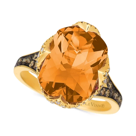 Hot Sale 🔥 Le Vian Chocolatier® Cinnamon Citrine® (5-1/5 Ct. T.w.) & Diamond (1/2 Ct. T.w.) Ring In 14k Gold 👏 4 Hot Sale 🔥 Le Vian Chocolatier® Cinnamon Citrine® (5-1/5 Ct. T.w.) & Diamond (1/2 Ct. T.w.) Ring In 14k Gold 👏 - Image 2