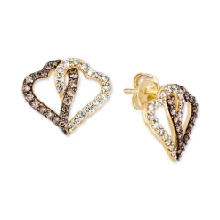 Brand new 👏 Le Vian Chocolate Diamond (3/8 Ct. T.w.) & Nude Diamond (3/8 Ct. T.w.) Interlocking Heart Stud Earrings In 14k Rose, Yellow Or White Gold 👏 -Le Vian Shop unnamed file 906