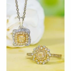 Hot Sale 😀 Le Vian Sunny Yellow Diamond (1/4 Ct. T.w.) & Vanilla Diamond (1/6 Ct. T.w.) Double Halo 18 Pendant Necklace In Platinum & 14k Gold Platinum & 14k Honey Gold 🔥 -Le Vian Shop unnamed file 993