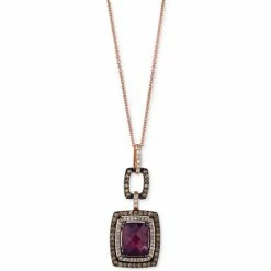 New 🥰 Le Vian Raspberry Rhodolite (3-1/10 Ct. T.w.) & Diamond (5/8 Ct. T.w.) Deco-Inspired 18 Pendant Necklace In 14k Rose Gold 😀